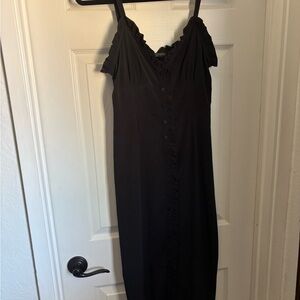 Topshop Black Button-Down Midi Dress